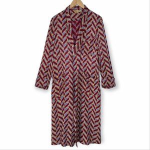 Vtg 50s Rabhor Robes Robe Size Large Paisley Chevron Dressing Gown Burgundy